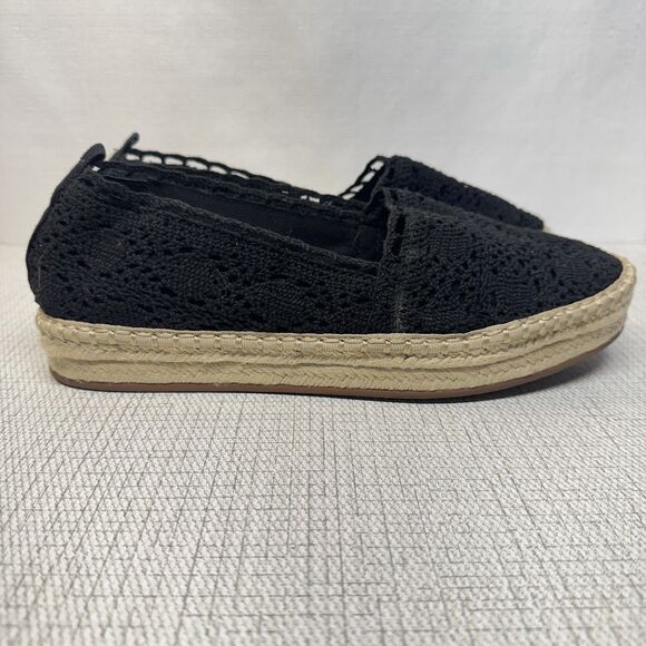 KAARI Blue Black Lace Slip On Classic Espadrille Flats 8.5 - Picture 3 of 6